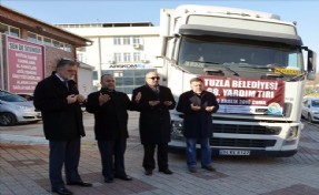 Tuzla Belediyesi, Suriyeli Sığınmacılar İçin 68. Yardım TIR´ını Gönderdi