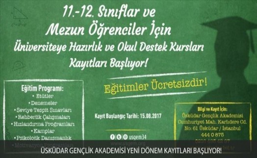 ÜSKÜDAR GENÇLİK AKADEMİSİ YENİ DÖNEM KAYITLARI BAŞLIYOR!