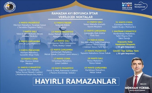 KARTAL BELEDİYESİ 20 NOKTADA İFTAR SOFRASI KURACAK