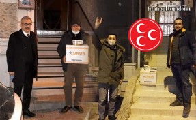 MHP BAYRAMPAŞA KAPI KAPI GEZİYOR, YARDIM GÖTÜRÜYOR