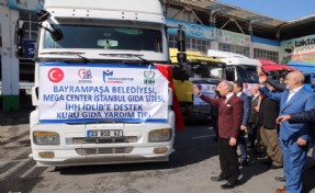 BAYRAMPAŞA’DAN İDLİB’E 8 TIR İNSANİ YARDIM GÖNDERİLDİ